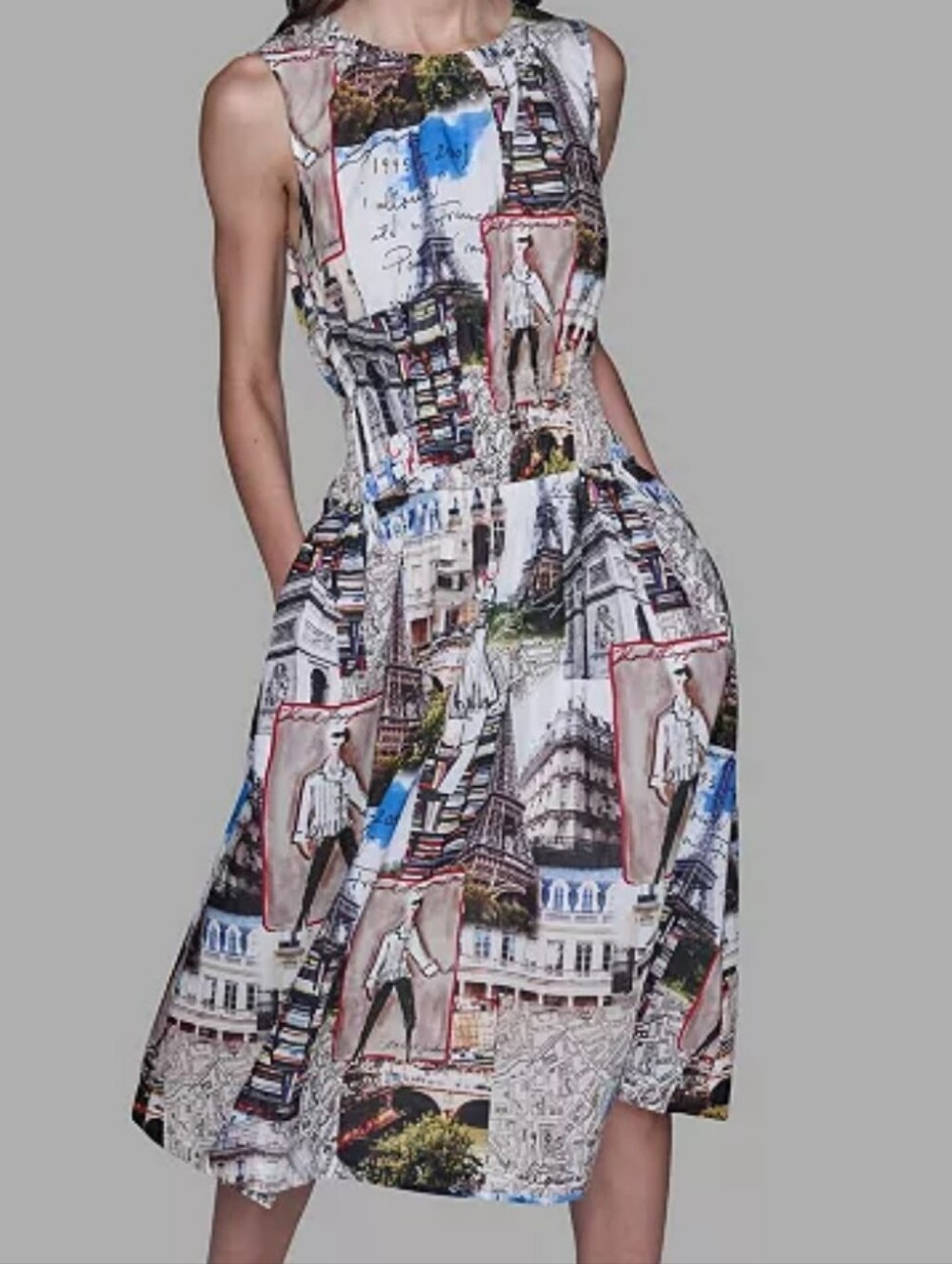 Karl Lagerfeld Paris City Scene Sleeveles Women's Midi Dress L